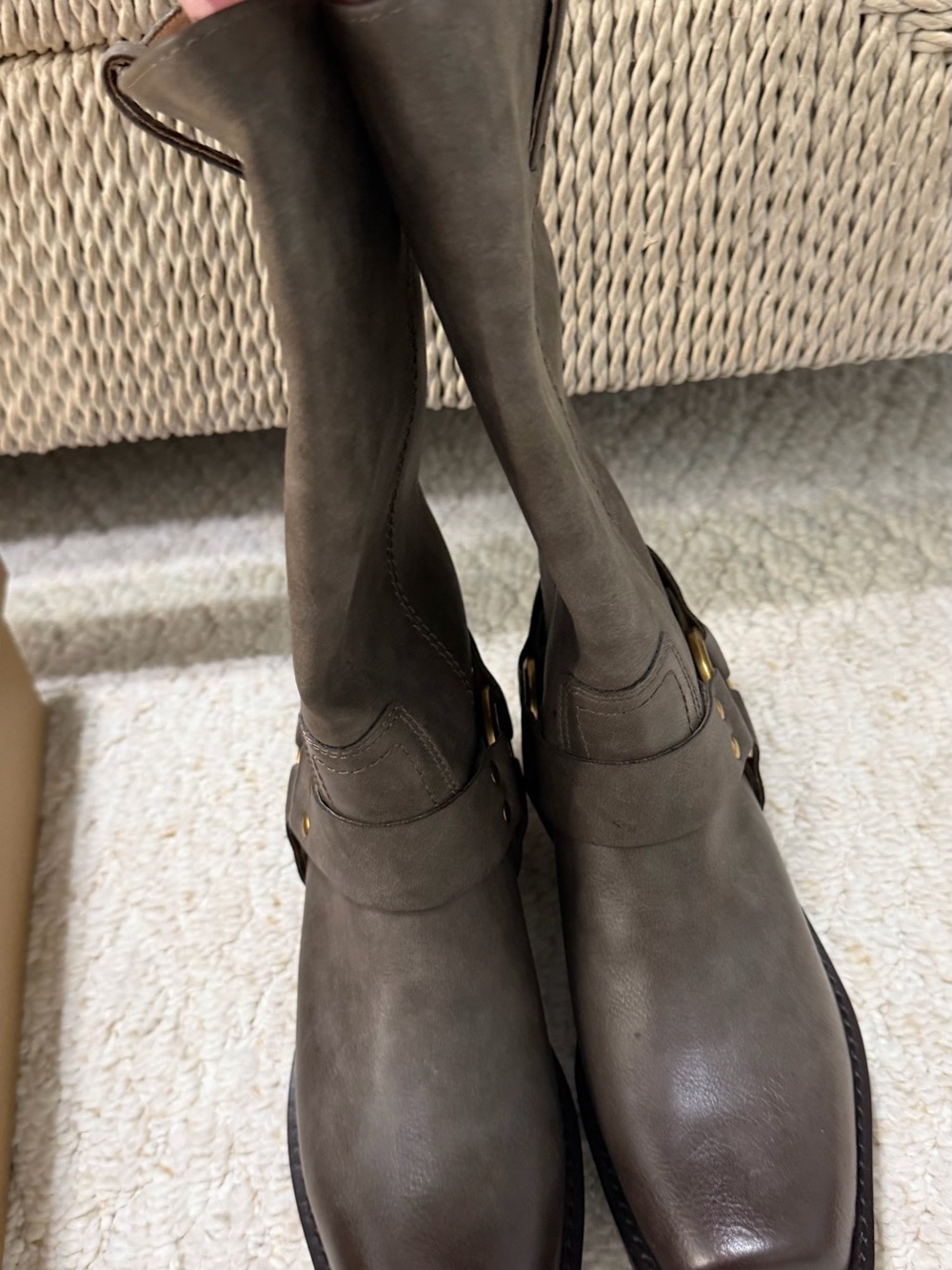 FRYE AND CO. Women’s Smoke Lorrie Harness Mid-Calf Leather Boots - Picture 4 of 11